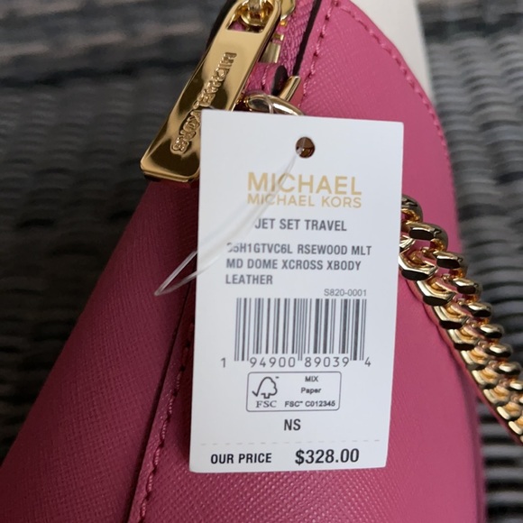 Michael Kors Jet Set Travel Medium Dome Crossbody Rosewood Leather - Picture 9 of 16